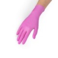Guanti in nitrile rosa S