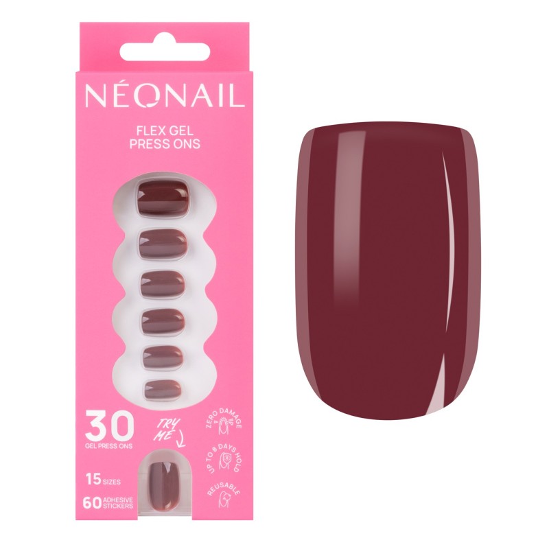 Flex Gel Press Ons 30 pz – Merlot Short Square Flex Gel Press Ons 30 pz – Merlot Short Square