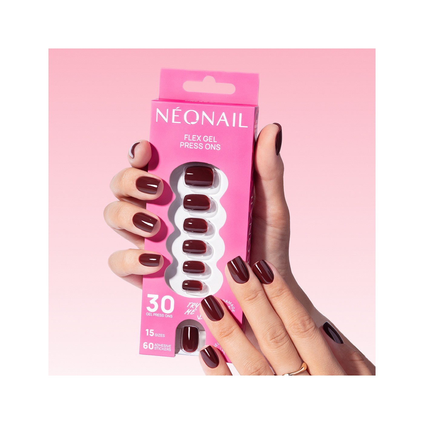 Flex Gel Press Ons 30 pz – Merlot Short Square Flex Gel Press Ons 30 pz – Merlot Short Square