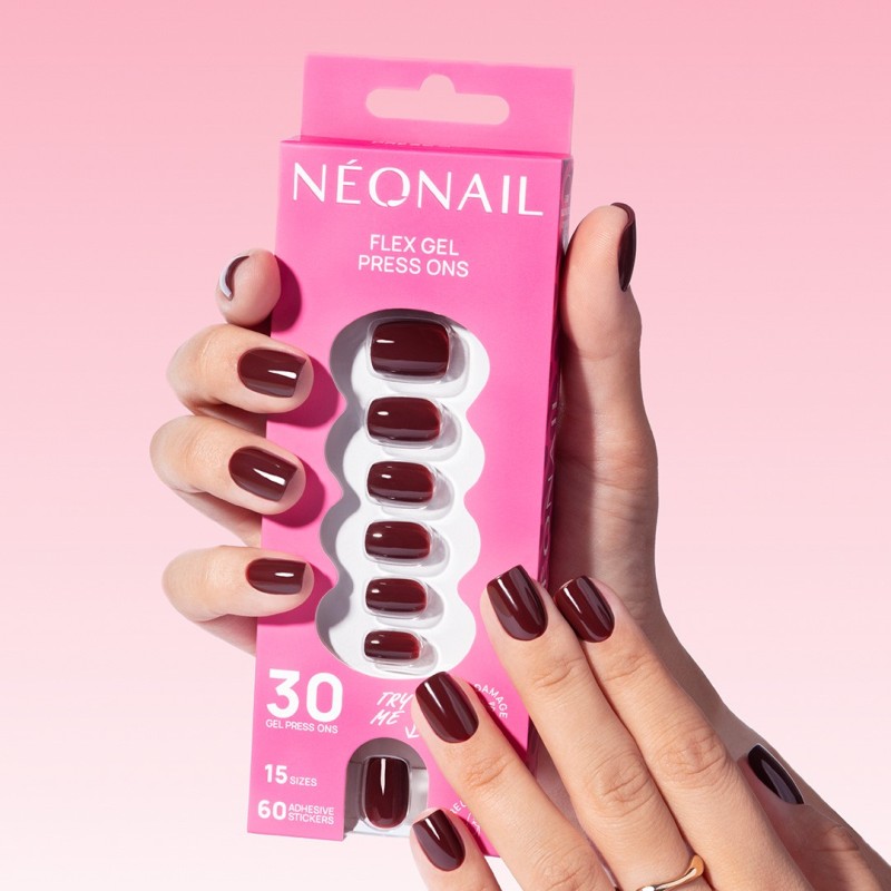 Flex Gel Press Ons 30 pz – Merlot Short Square Flex Gel Press Ons 30 pz – Merlot Short Square