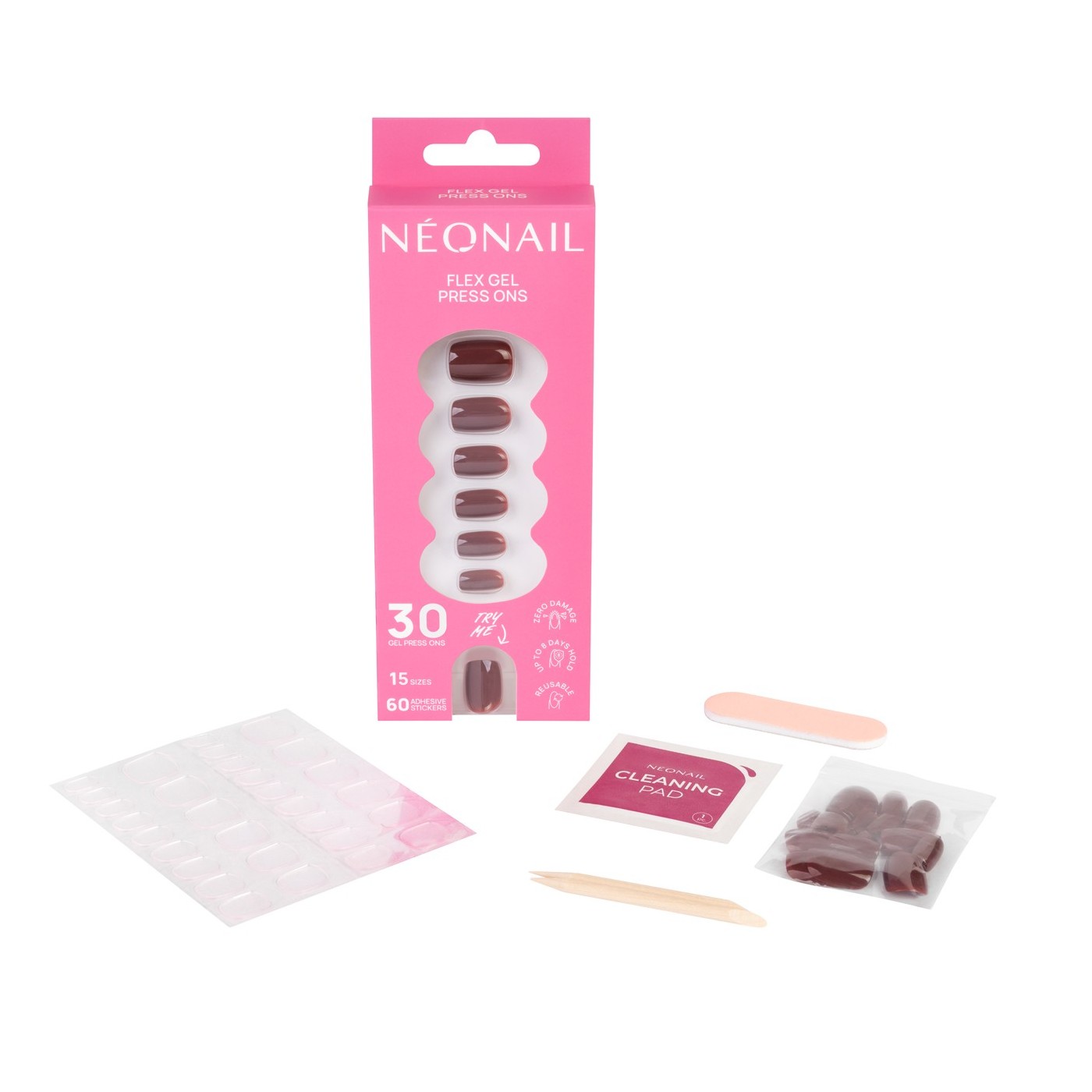 Flex Gel Press Ons 30 pz – Merlot Short Square Flex Gel Press Ons 30 pz – Merlot Short Square