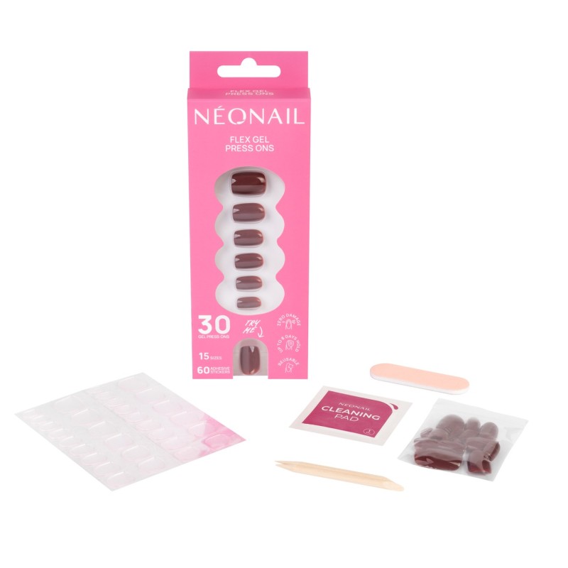 Flex Gel Press Ons 30 pz – Merlot Short Square Flex Gel Press Ons 30 pz – Merlot Short Square