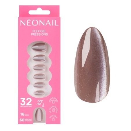 Flex Gel Press Ons 32 pz &ndash; Blush Cateye Medium Almond | NEONAIL
