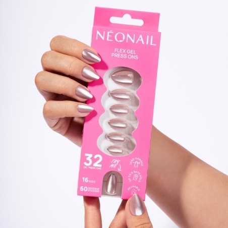 Flex Gel Press Ons 32 pz &ndash; Blush Cateye Medium Almond | NEONAIL
