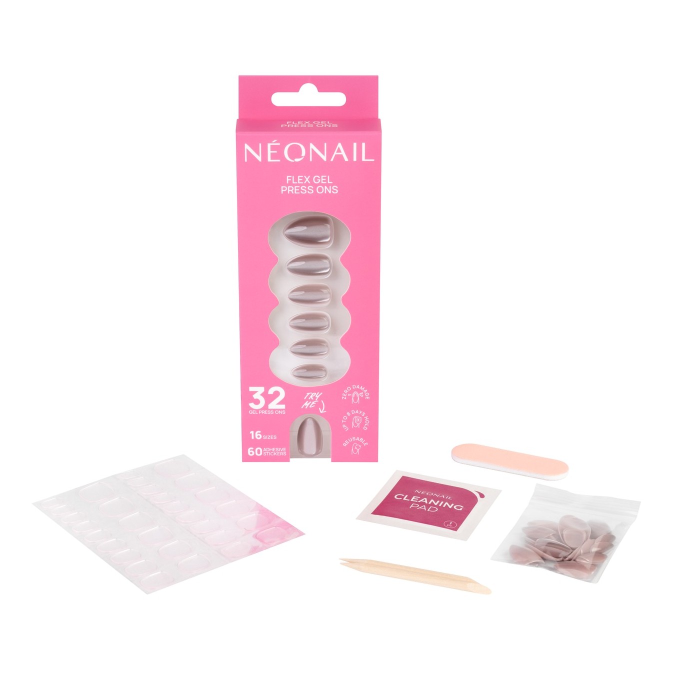 Flex Gel Press Ons 32 pz – Blush Cateye Medium Almond | NEONAIL Flex Gel Press Ons 32 pz – Blush Cateye Medium Almond | NEONAIL