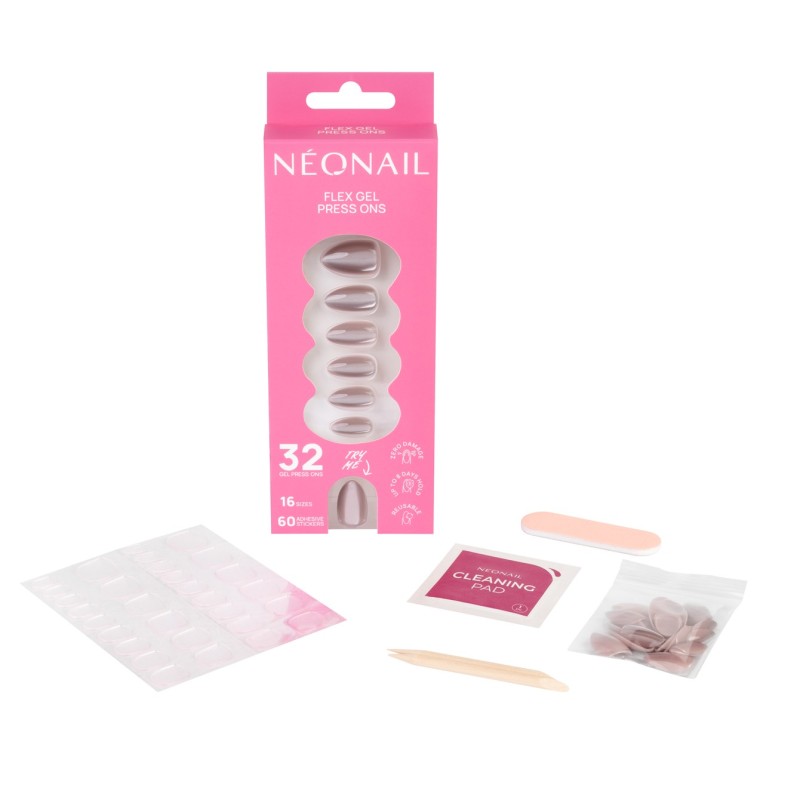 Flex Gel Press Ons 32 pz – Blush Cateye Medium Almond | NEONAIL Flex Gel Press Ons 32 pz – Blush Cateye Medium Almond | NEONAIL