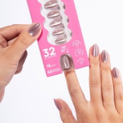 Flex Gel Press Ons 32 pz – Blush Cateye Medium Almond | NEONAIL Flex Gel Press Ons 32 pz – Blush Cateye Medium Almond | NEONAIL