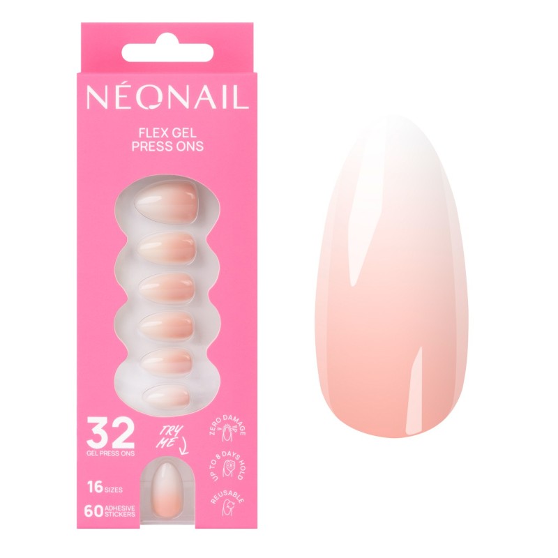 Flex Gel Press Ons 32 pz – Baby Boomer Rose Medium Almond | NEONAIL Flex Gel Press Ons 32 pz – Baby Boomer Rose Medium Almond | NEONAIL